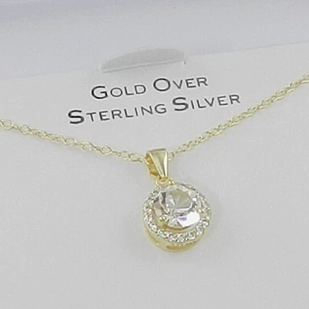 Giani Bernini Swarovski Crystal Halo Pendant Necklace Gold over Sterling Silver